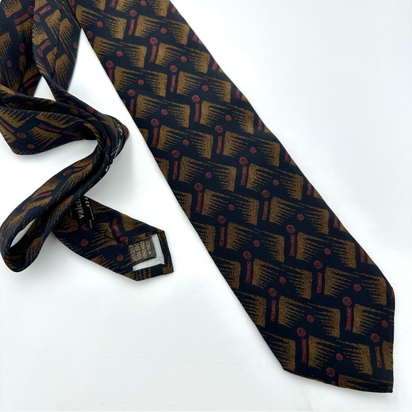Valentino Cravatte Vintage 80s Silk Geometric Tie - Picture 6 of 13